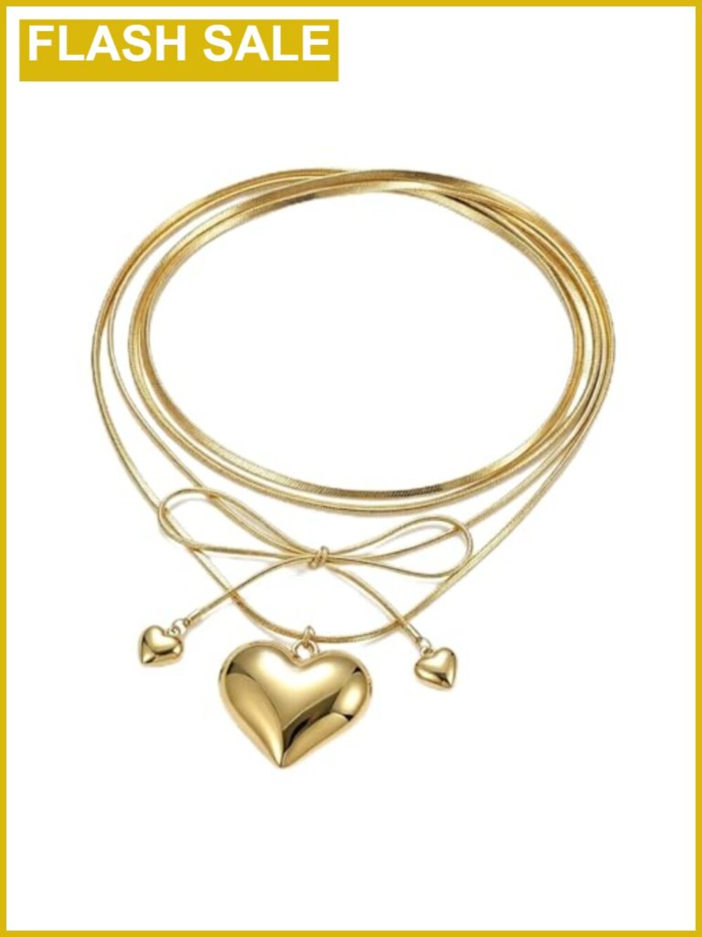 Chunky Heart Pendant Necklace Gold Plated Faux Leather Rope Tie Wrap Choker